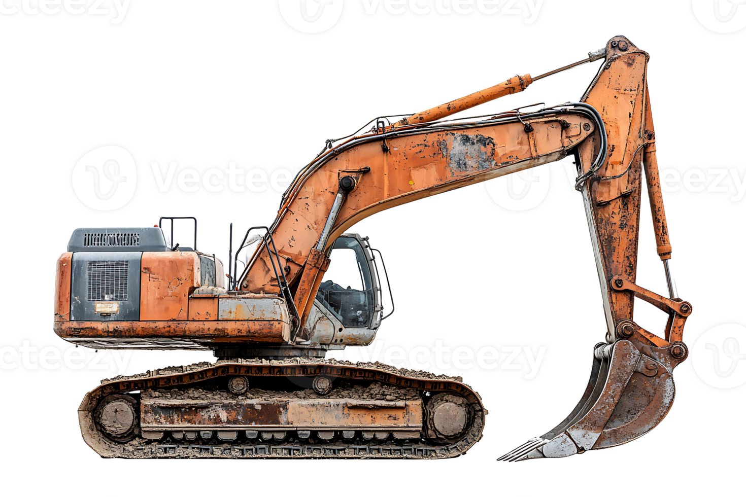 Excavator isolated on transparent background. png