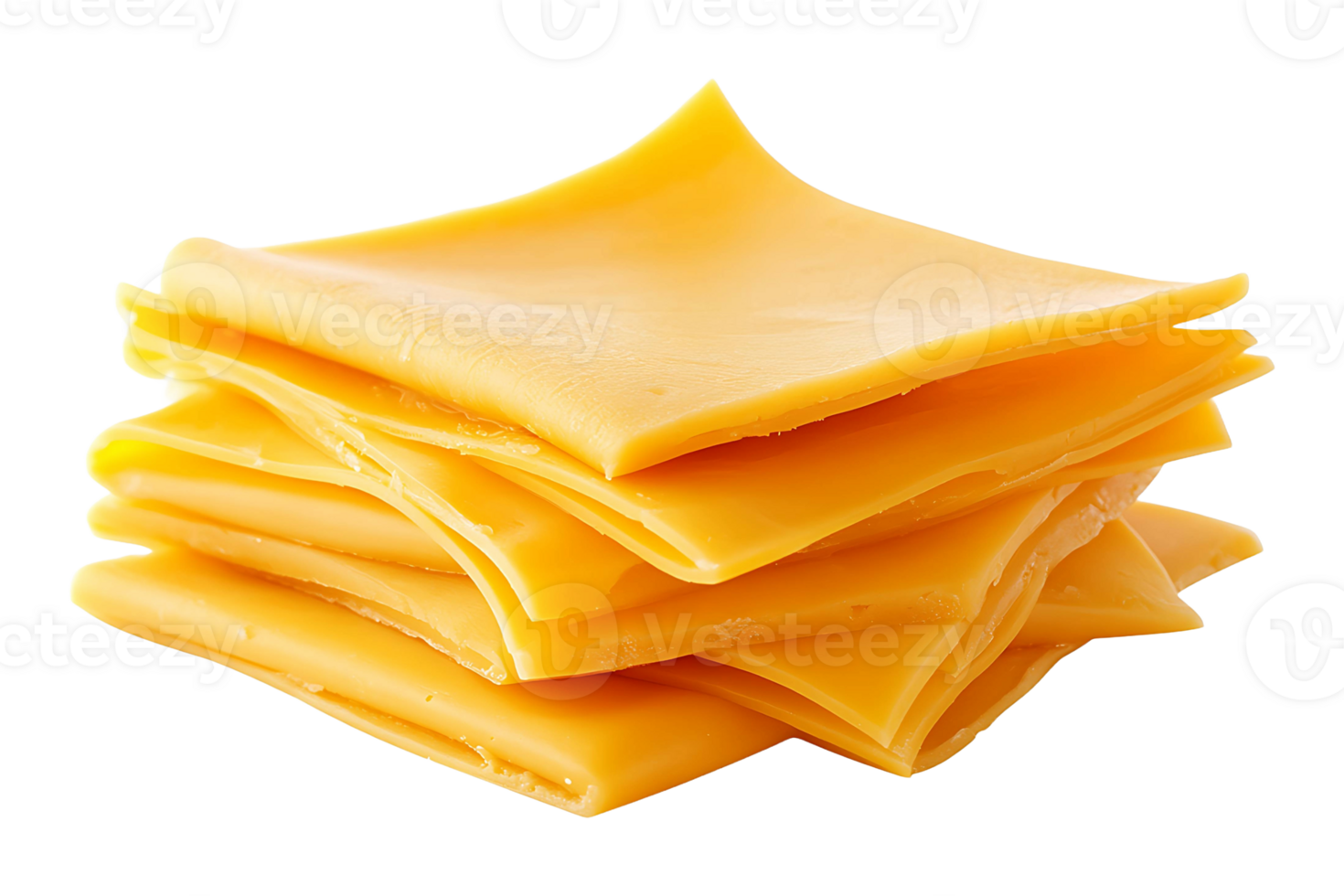 Floating thin cheese slices isolated on transparent background. png