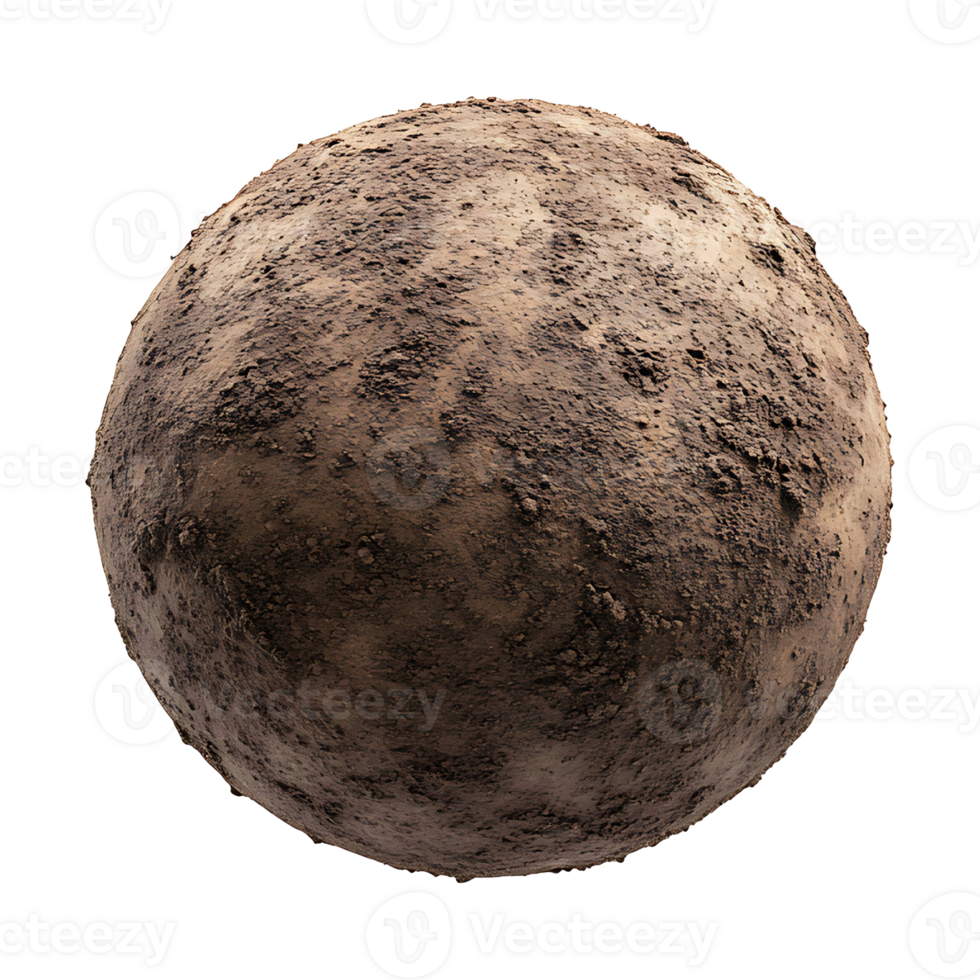 Floating dirt ball isolated on transparent background. png