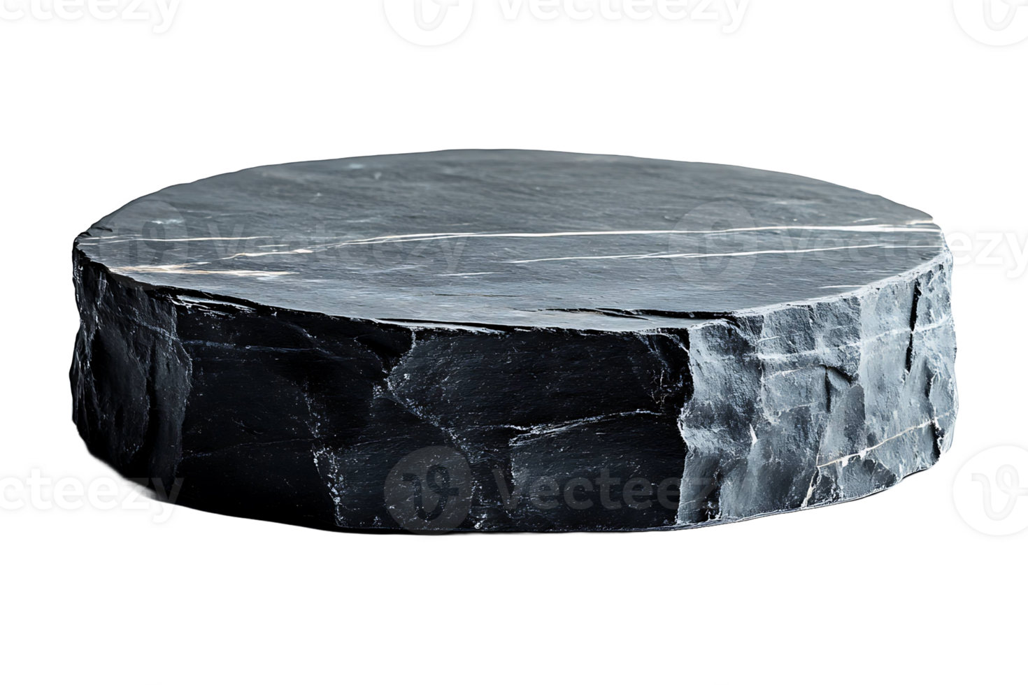 Image of a round black stone podium isolated on transparent background. png