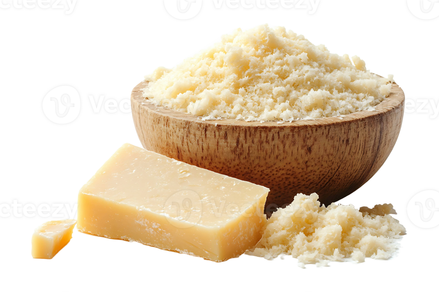 Grated parmesan cheese isolated on transparent background. png