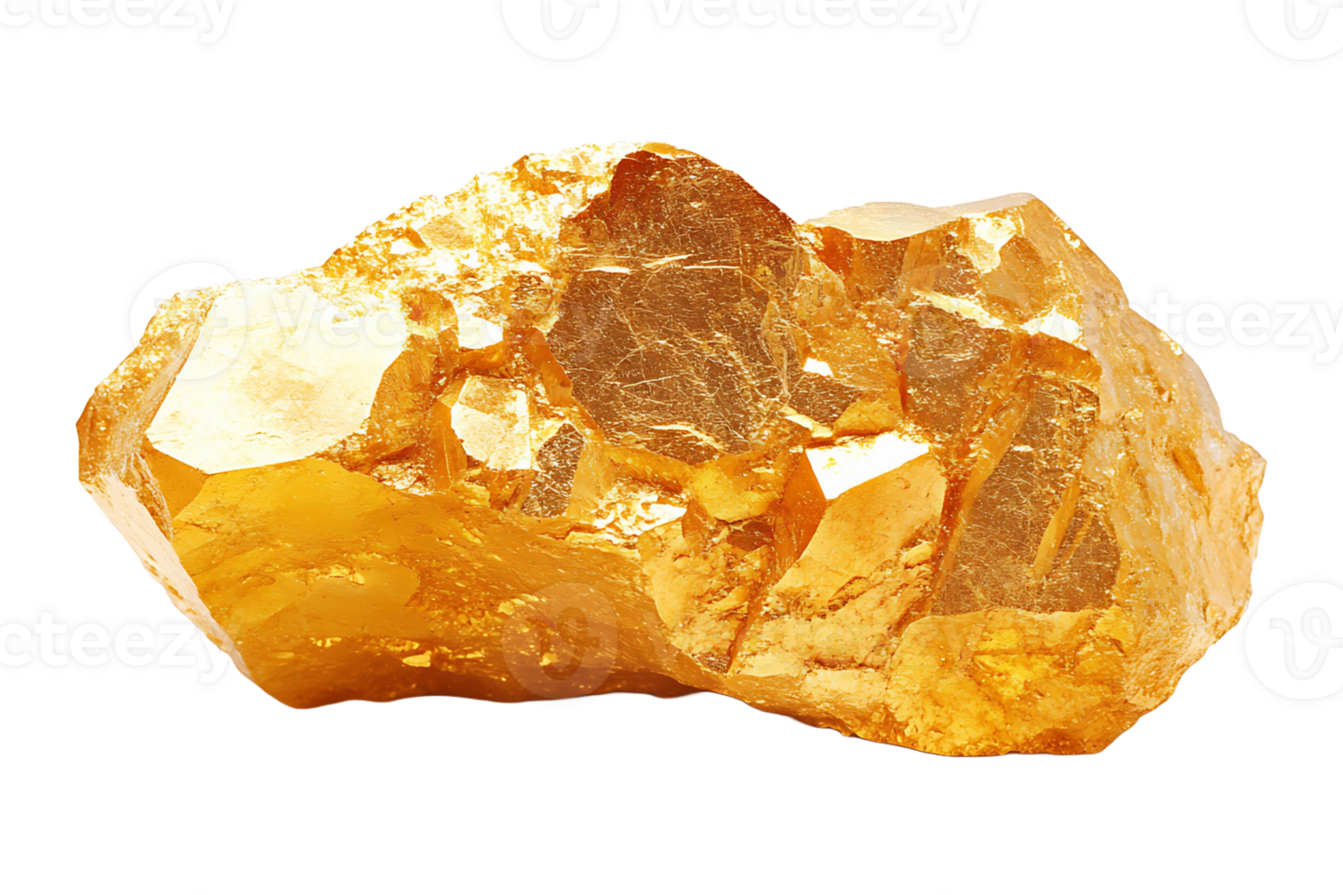 Gold nugget isolated on transparent background. png