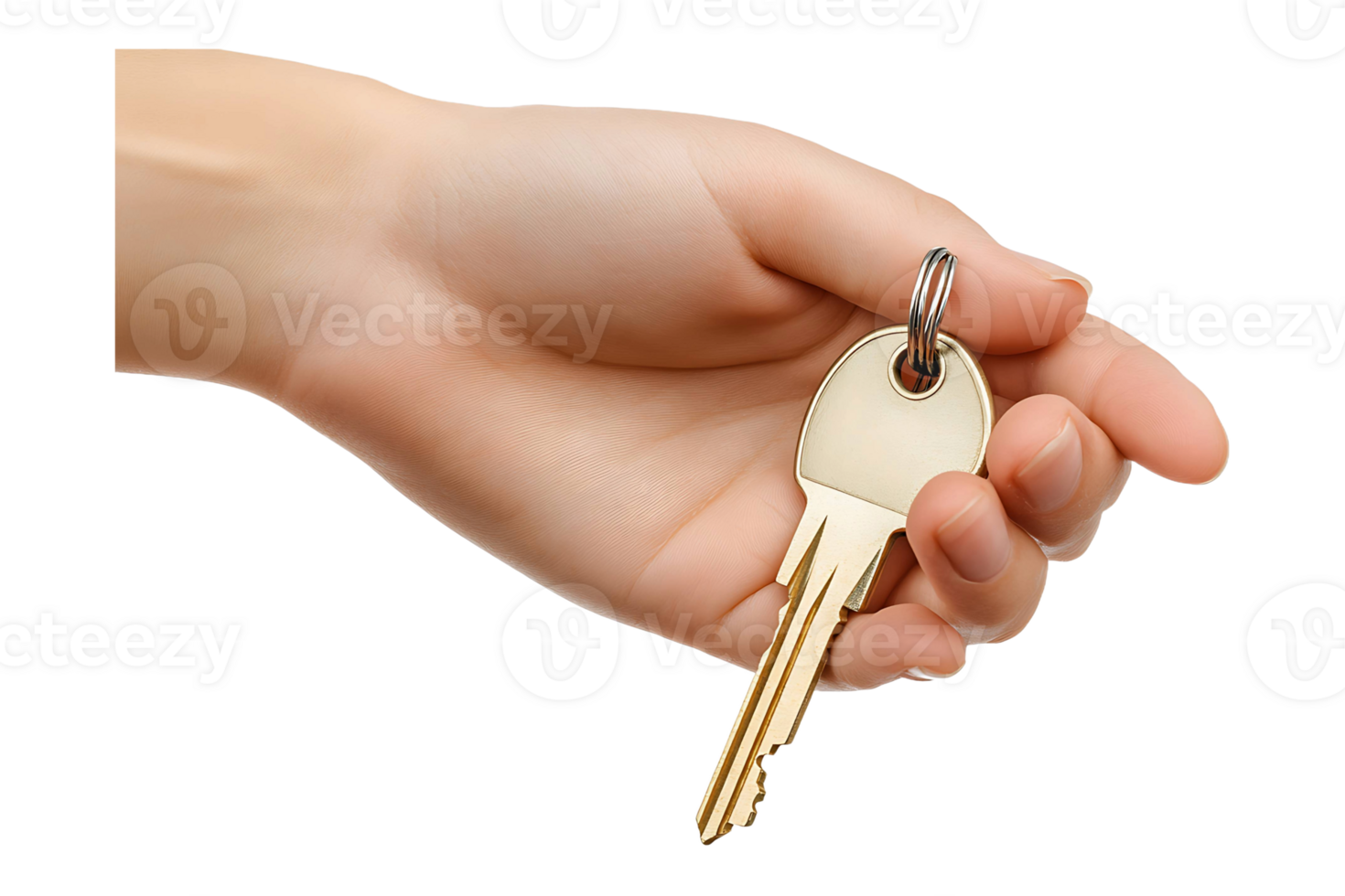 Hand holding keys to a new house isolated on transparent background. png