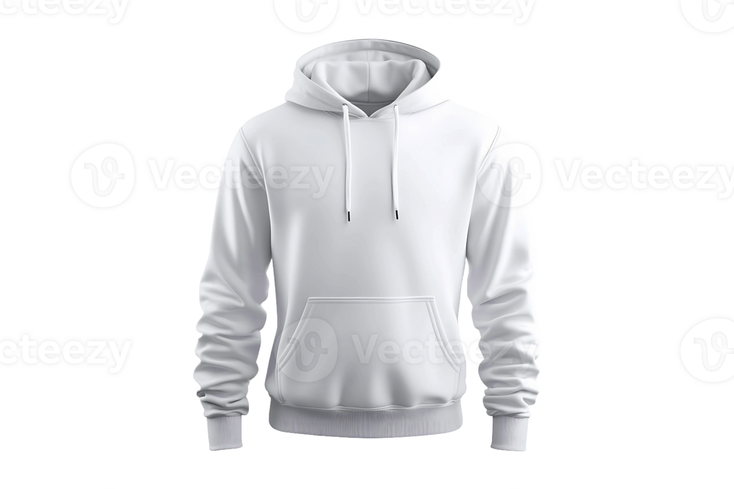 Plain white hoodie for men with long sleeves isolated on transparent background. png