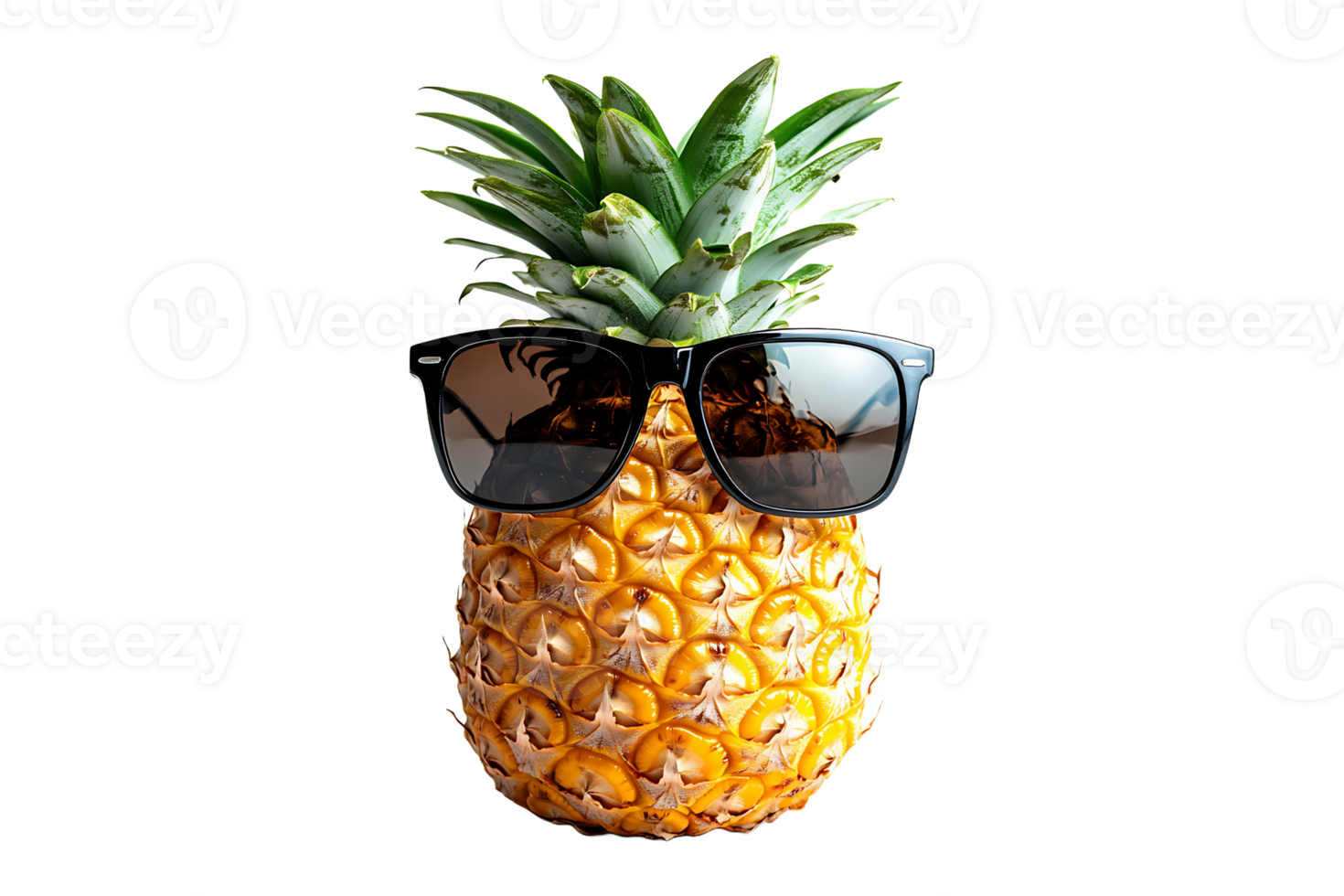 Pineapple with sunglasses isolated on transparent background. png