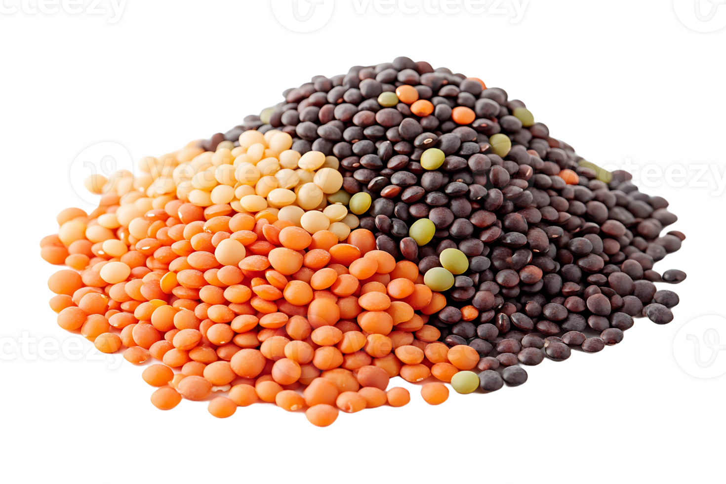 Nutritious lentils isolated on transparent background. png