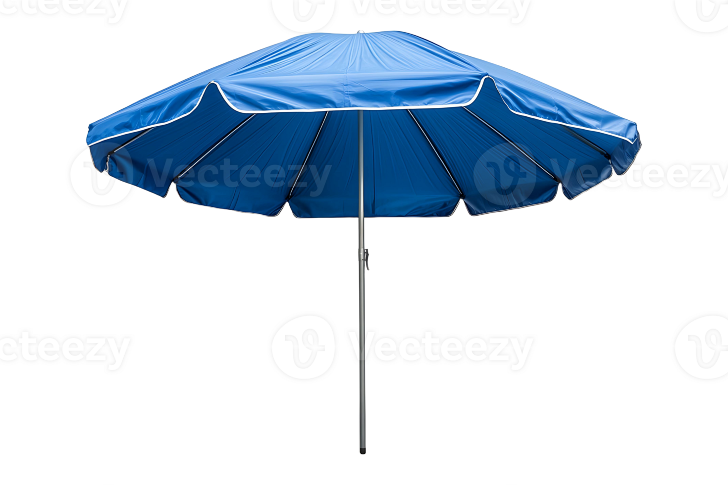 Open blue beach umbrella isolated on transparent background. png