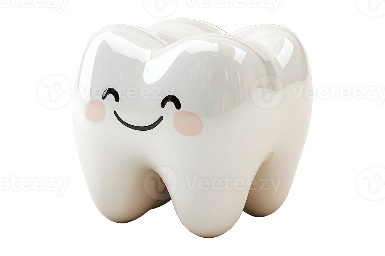 Smiling tooth isolated on transparent background. png