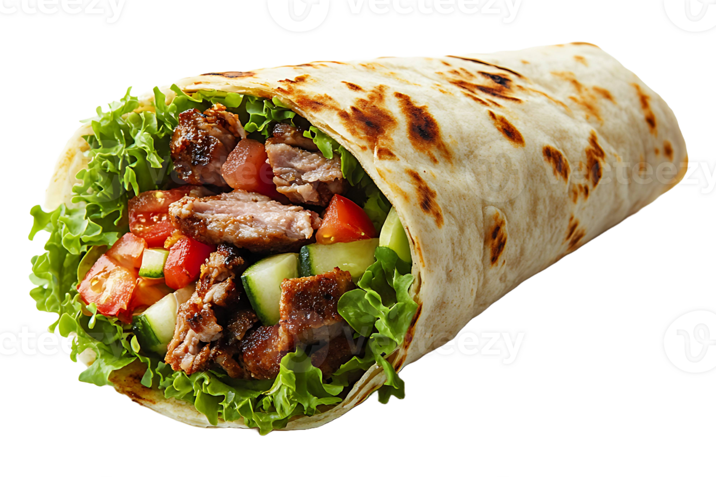 Shawarma wrap isolated on transparent background. png