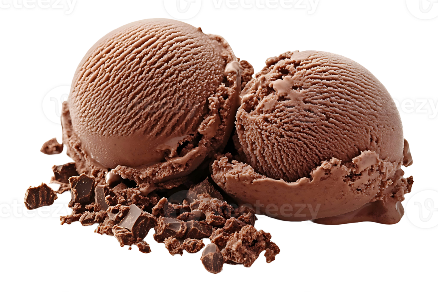 Scoop of chocolate ice cream isolated on transparent background. png