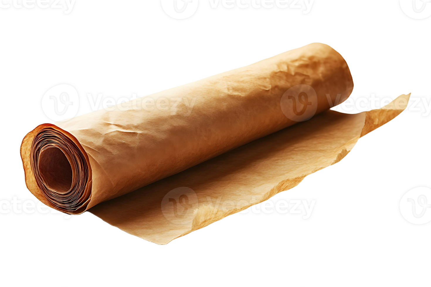 Roll of parchment paper isolated on transparent background png