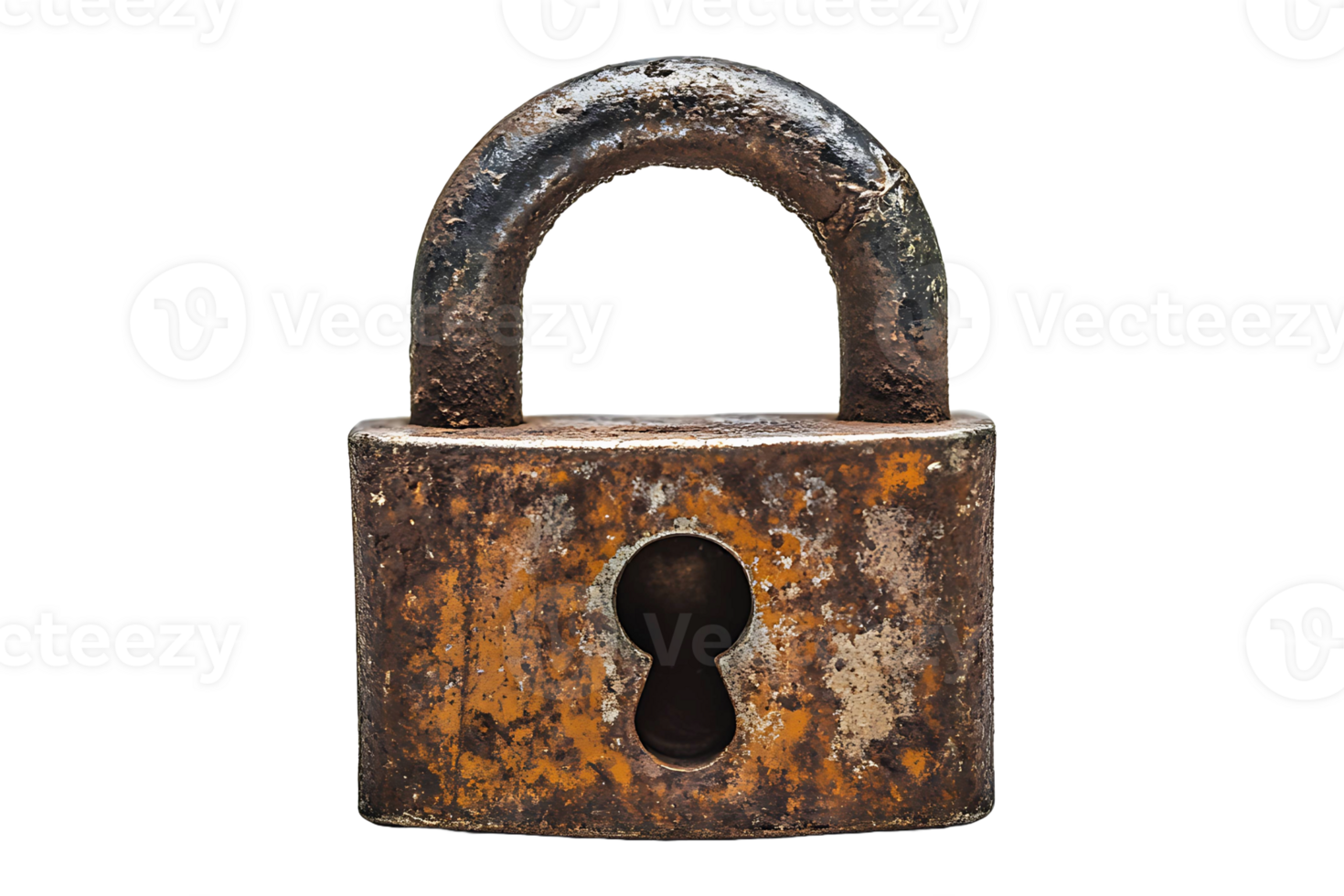 Secured padlock isolated on transparent background. png