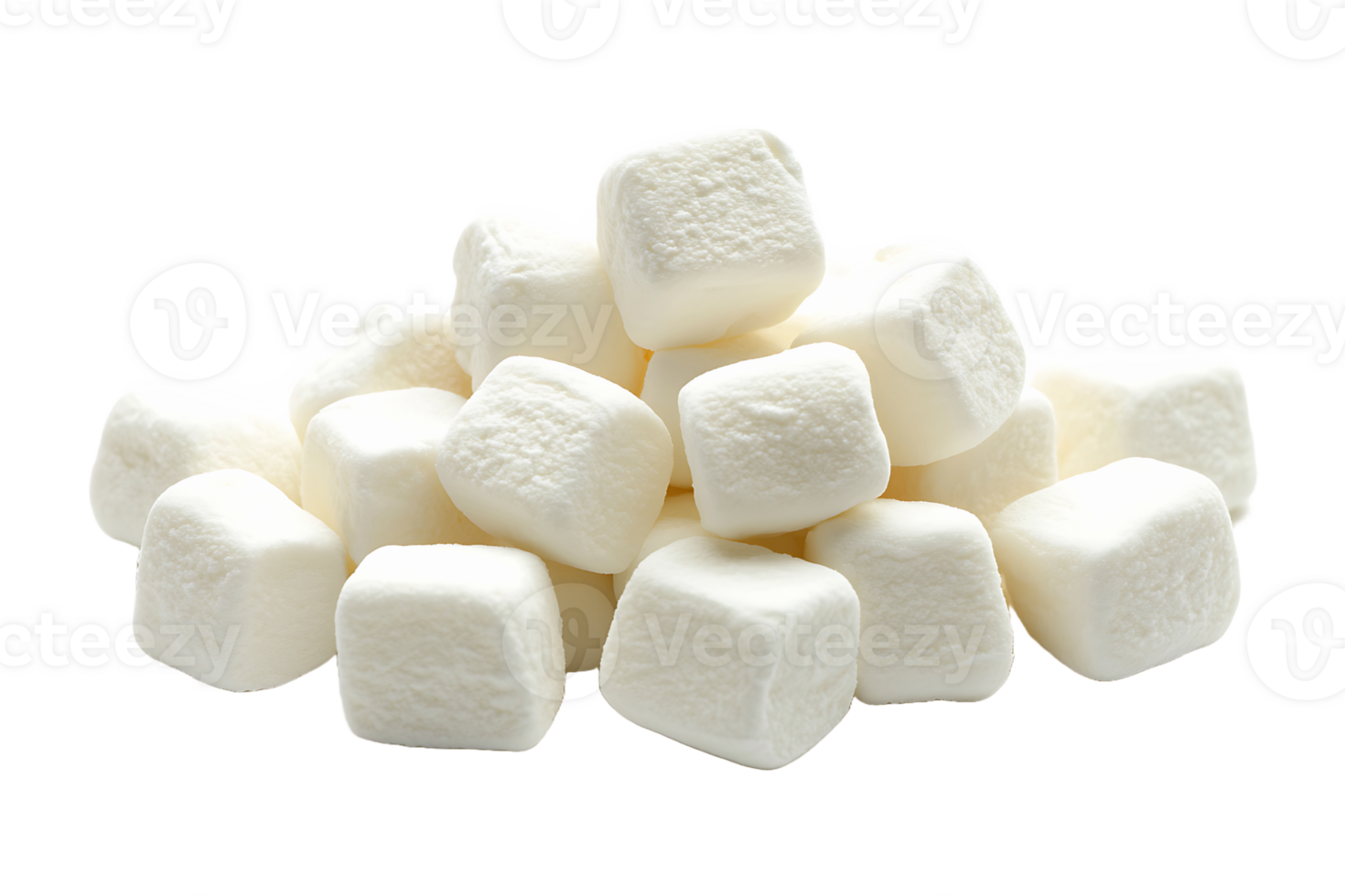 White marshmallows isolated on transparent background. png