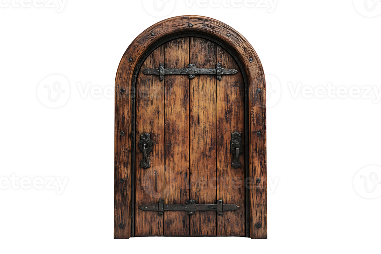 Wooden door isolated on transparent background. png