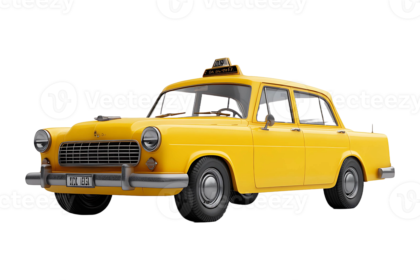 Yellow taxi isolated on transparent background. png
