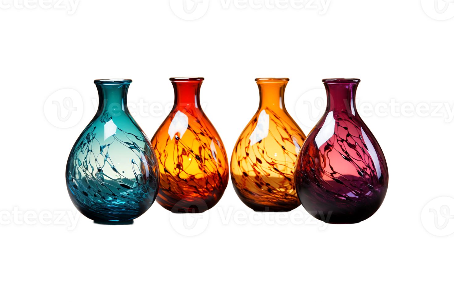 Art Glass Vases on transparent background. png