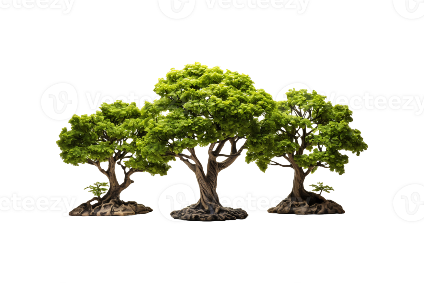 Artificial Trees on transparent background. png