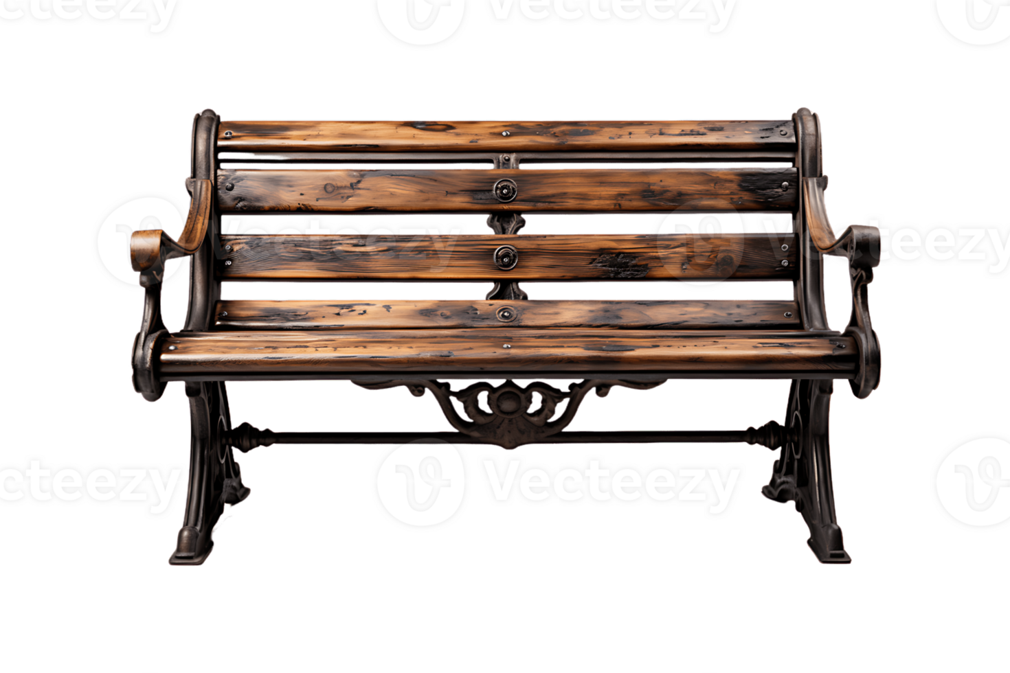 Antique Bench on transparent background. png