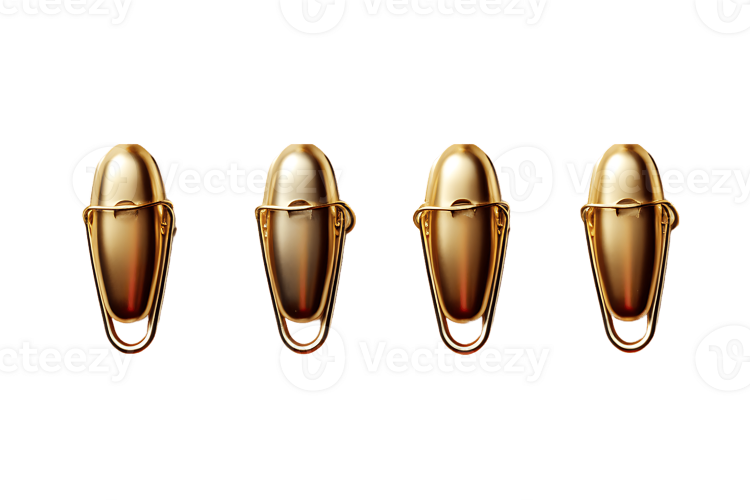 Brass Safety Pins on transparent background. png
