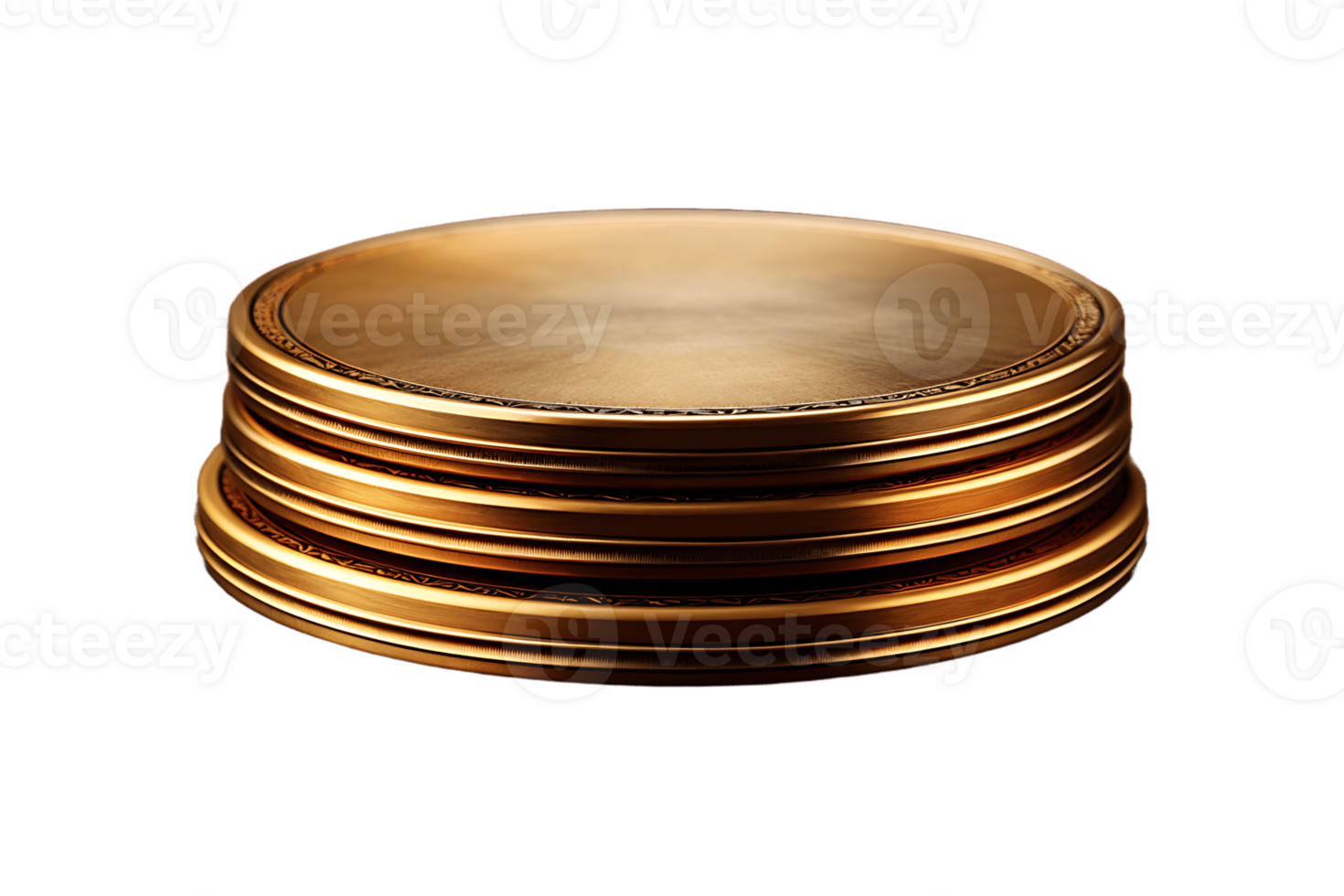 Brass Coaster on transparent background. png