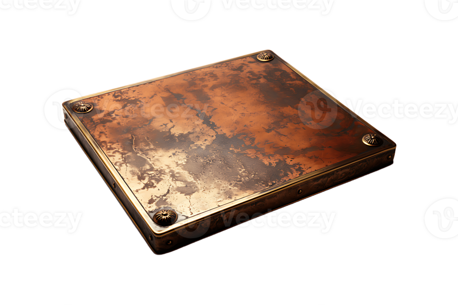 Brass Plaque on transparent background. png