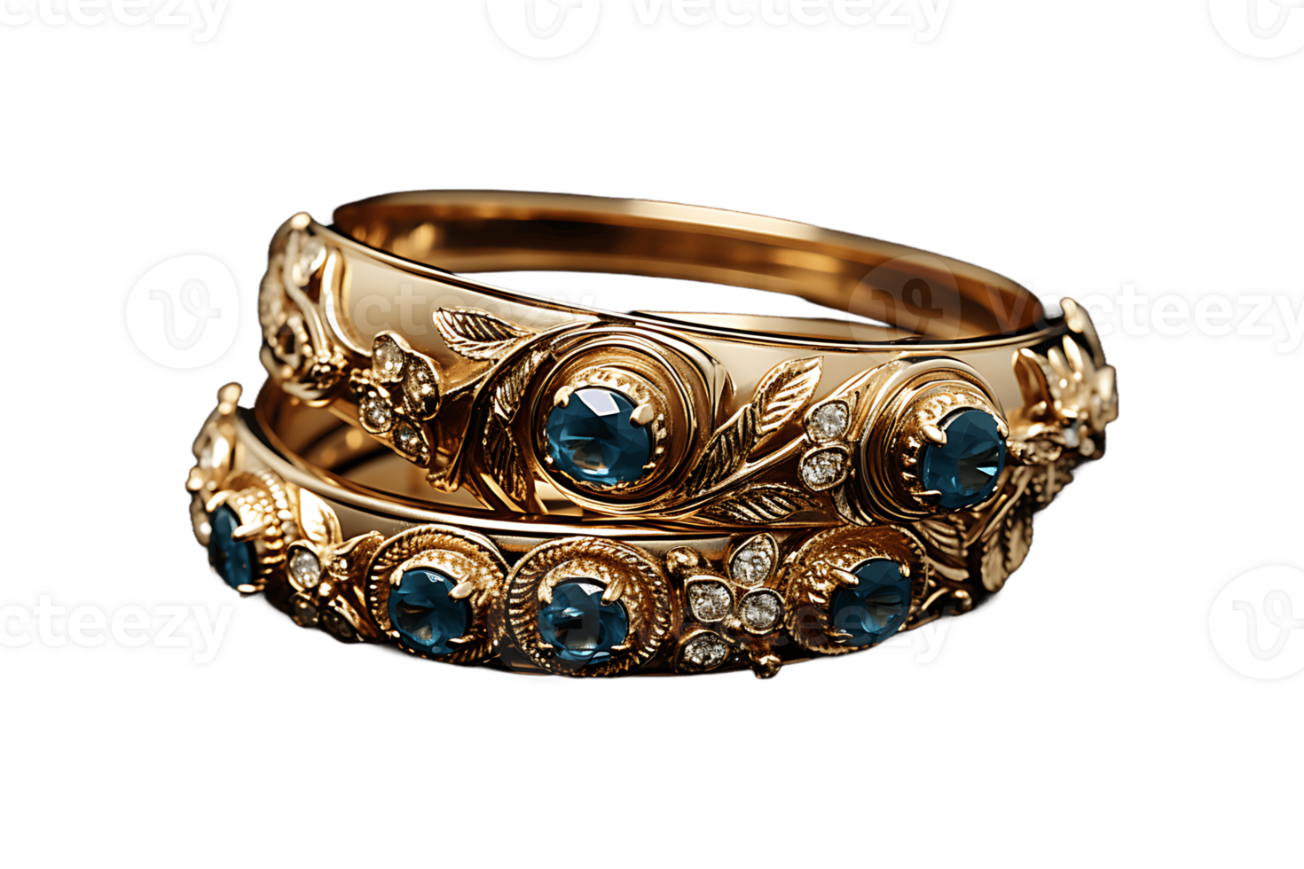 Brass Jewelry on transparent background. png