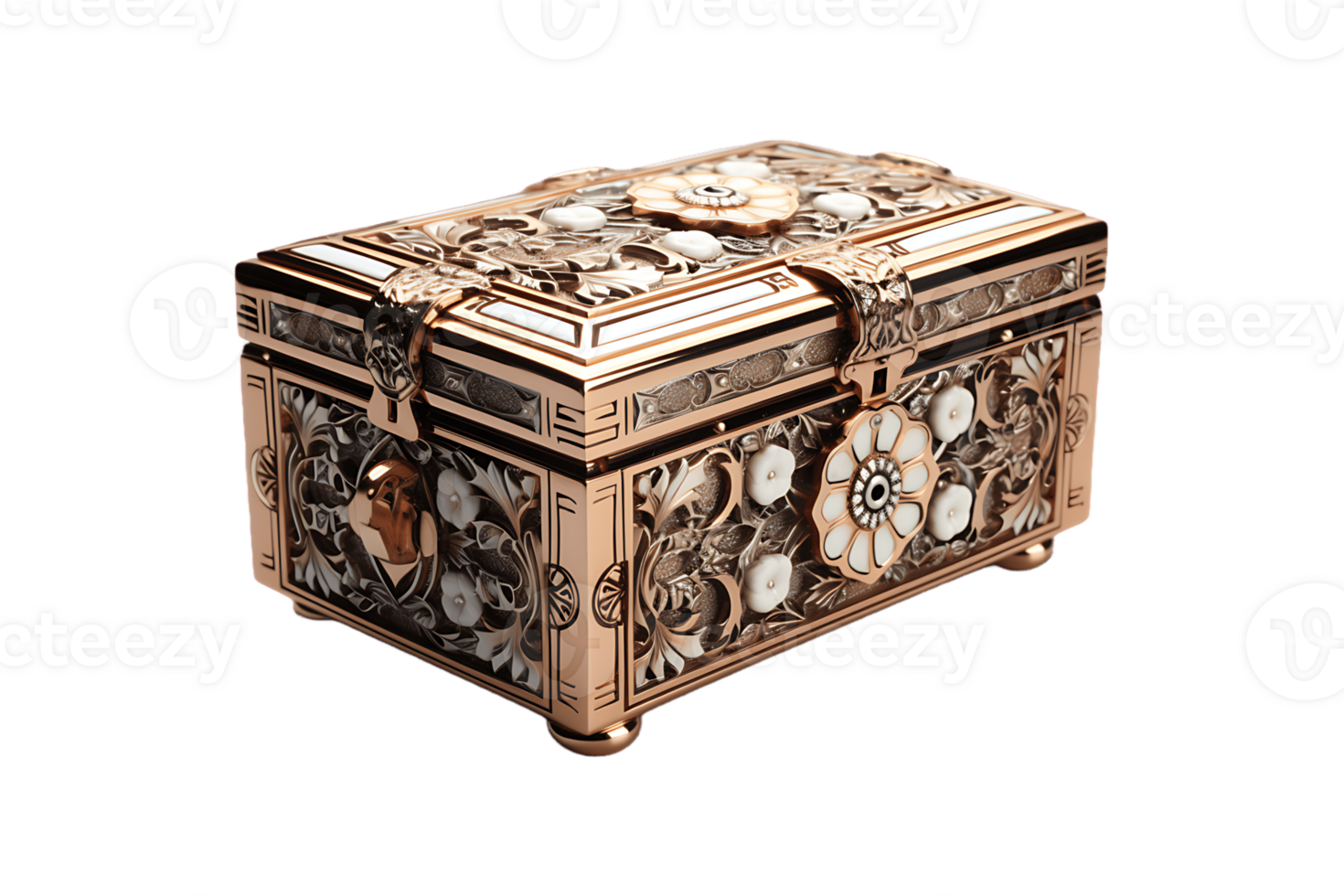 Bone Inlay Box on transparent background. png