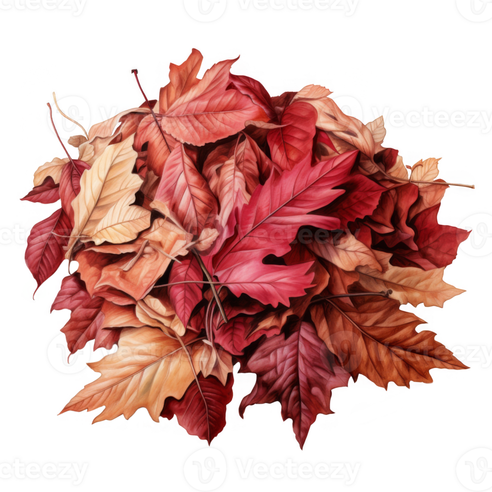 A Pile of Red and Brown Autumn Leaves png