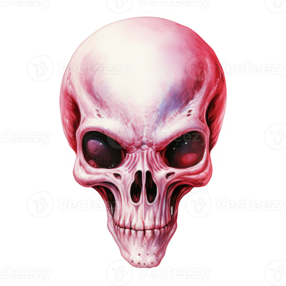 A Close-up Illustration of an Alien Skull with Large Eyes png