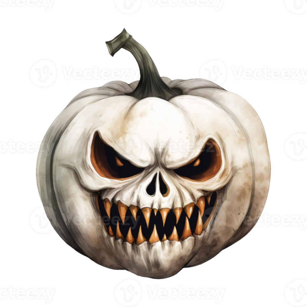 A Glowing-Eyed, Fanged Pumpkin with Dripping Paint png
