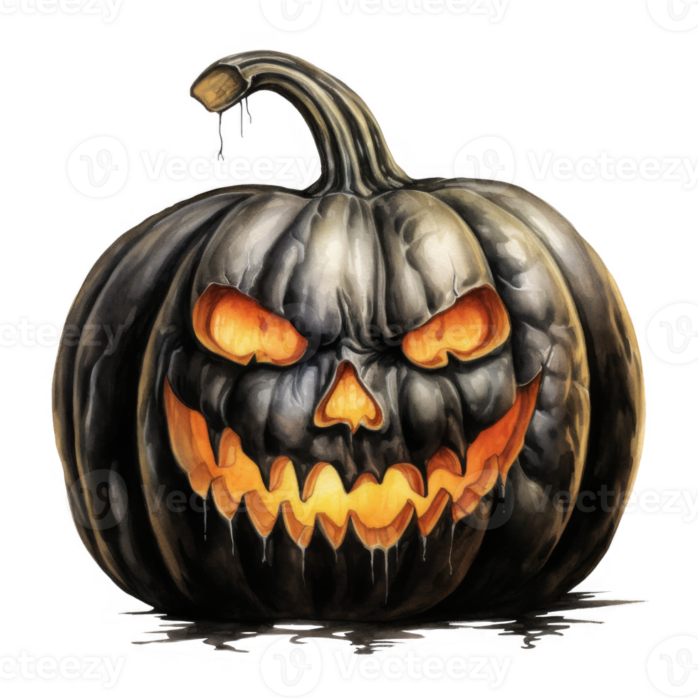 Black Jack-o'-lantern with Dripping Paint and Evil Grin png