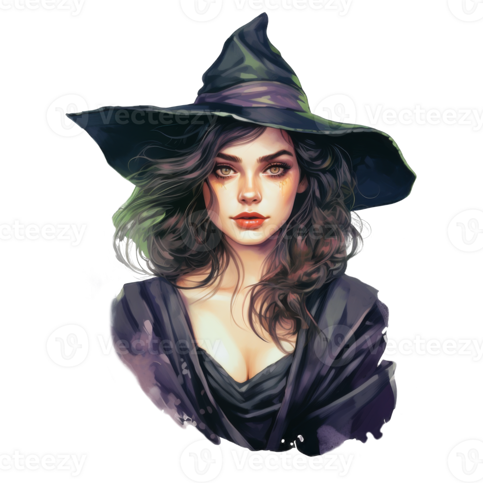 A Portrait of a Mystical Woman in a Witch's Hat png