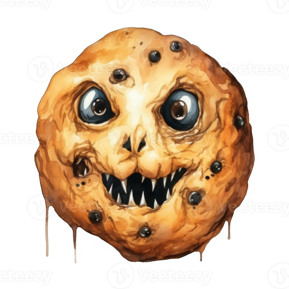 A Monsterous Chocolate Chip Cookie With Sharp Teeth png