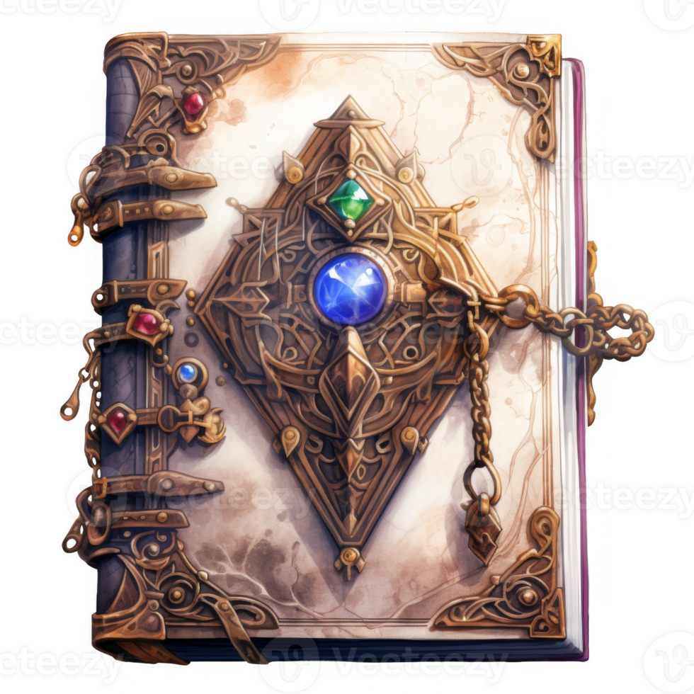 An Ornate, Gem-Encrusted, Chained Book png