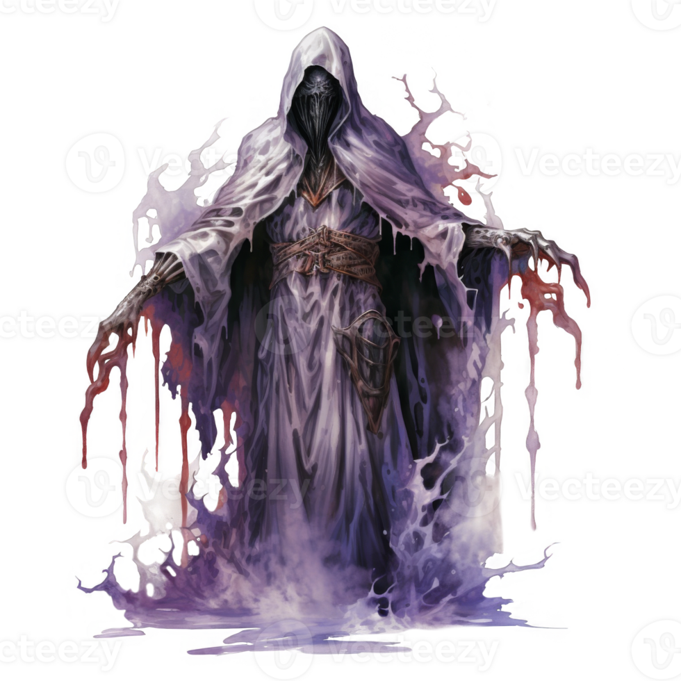 A Hooded Figure Emerging from a Purple and Red Liquid png