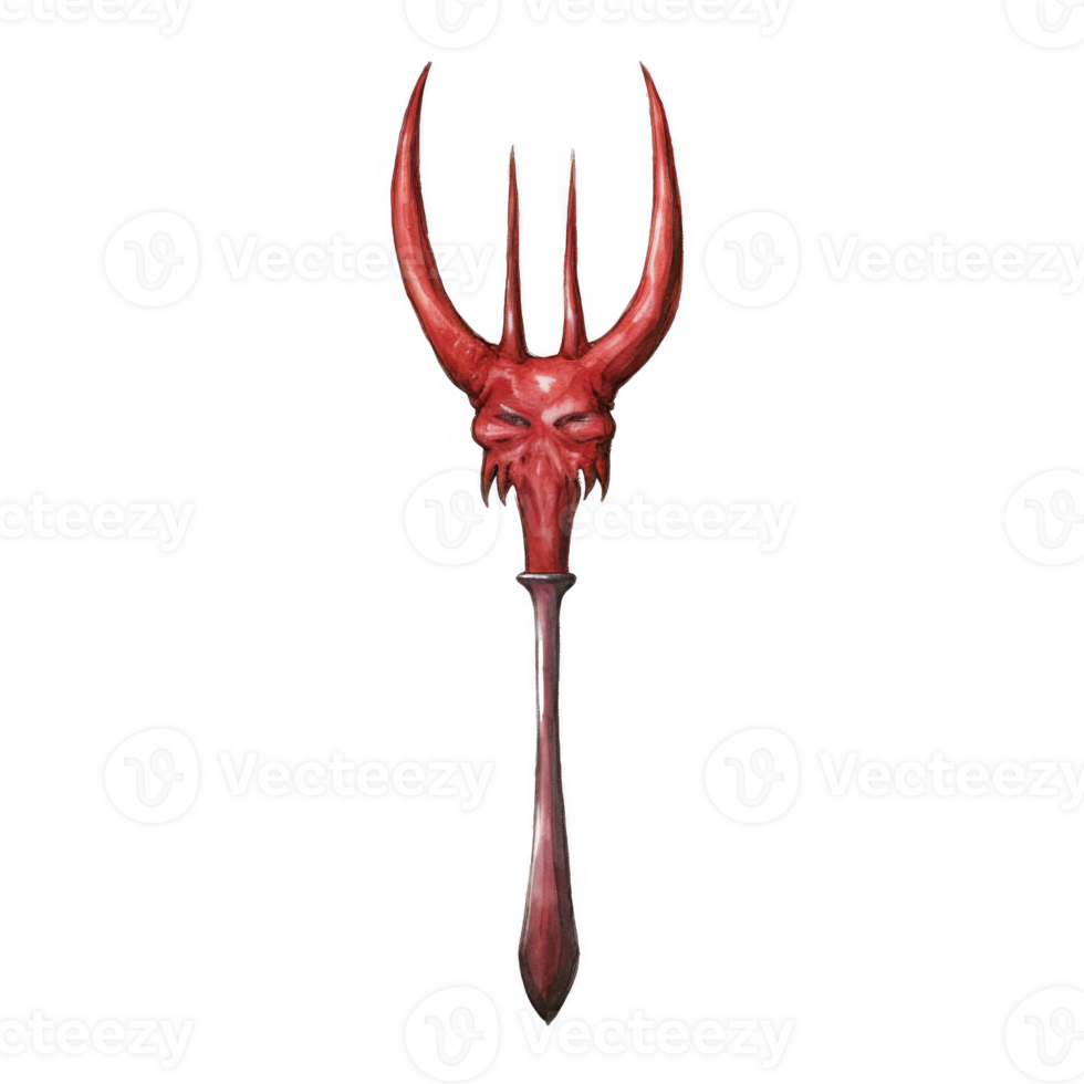 Red Devil-Headed Trident Weapon png