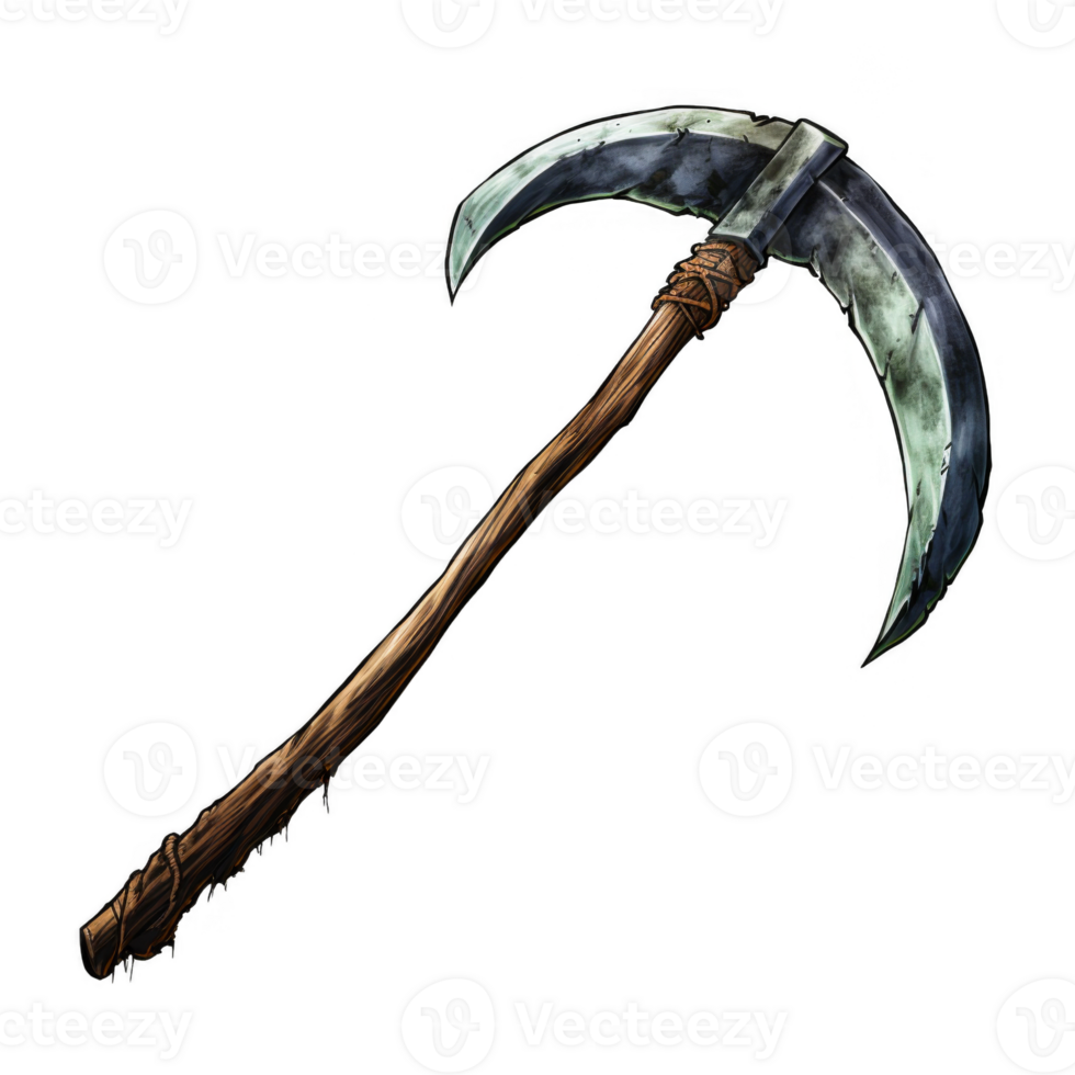 A Curved Blade Weapon with a Wooden Handle png