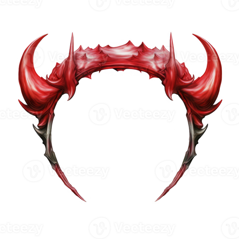 Red and Gray Curved Horns with Pointy Tips png
