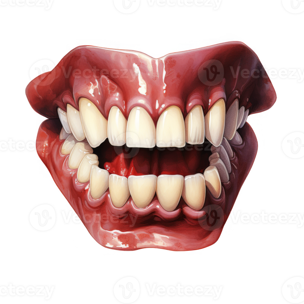A Detailed Illustration of a Wide Open Mouth with White Teeth png