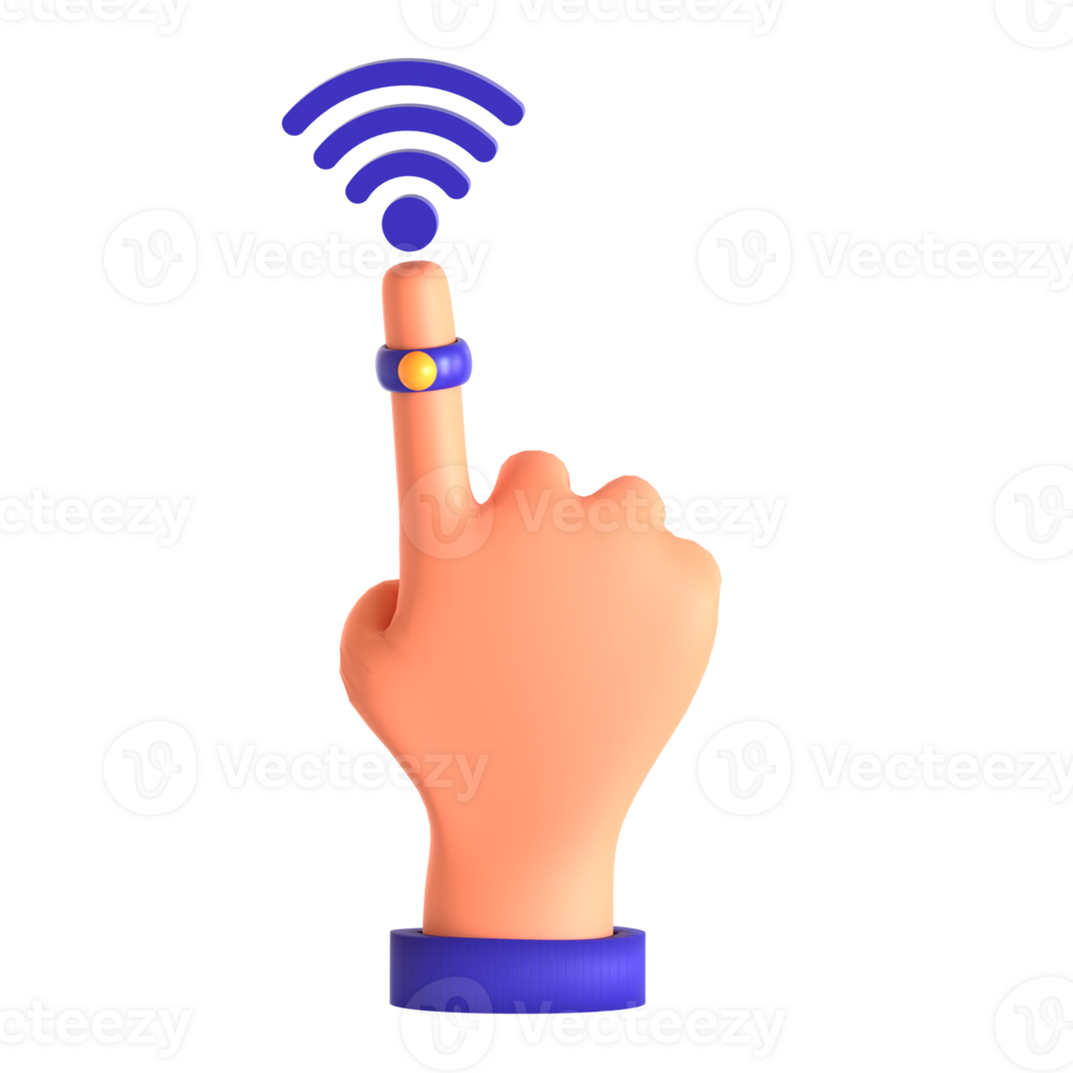A hand with a finger on a wifi symbol png