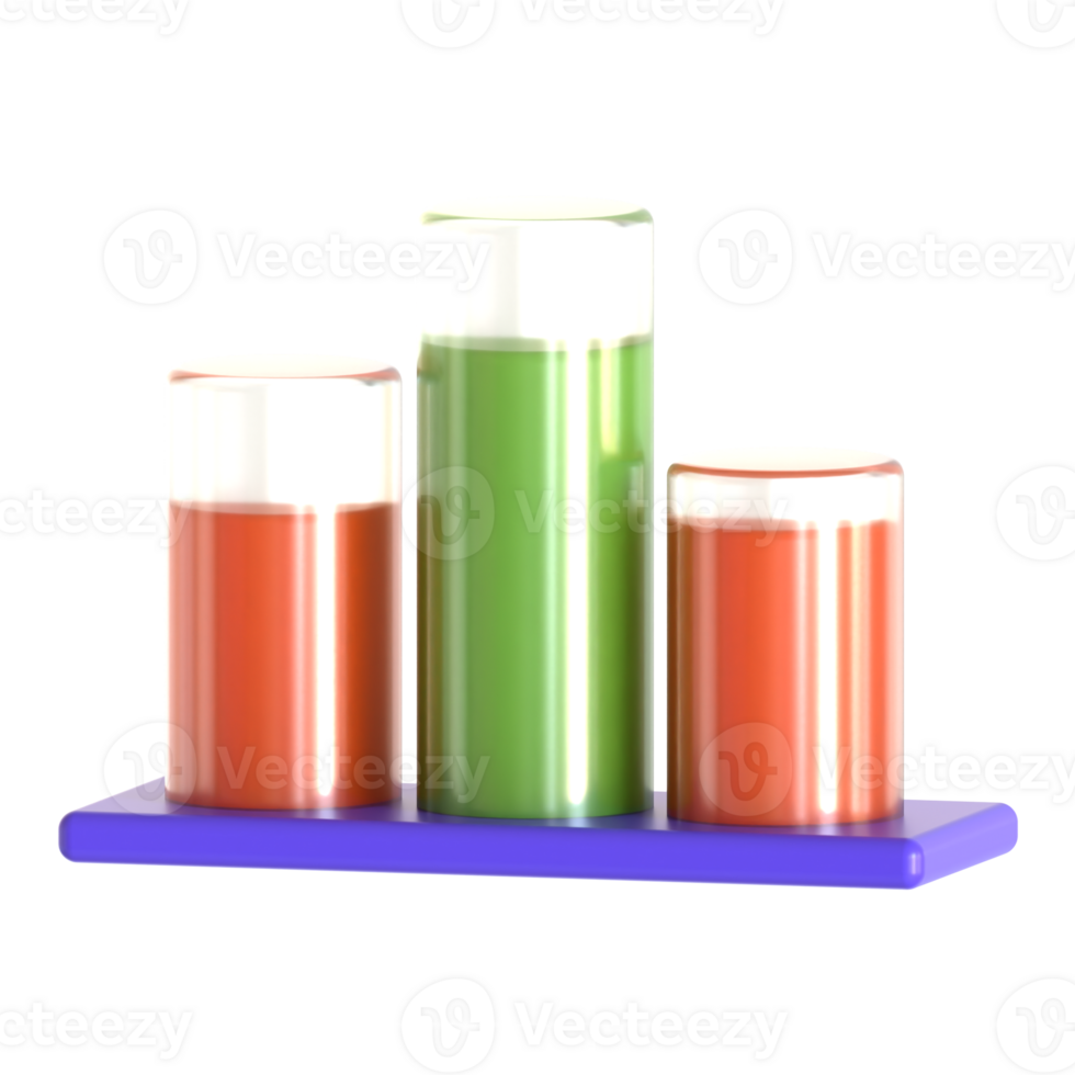 Three different colored liquid containers on a shelf png