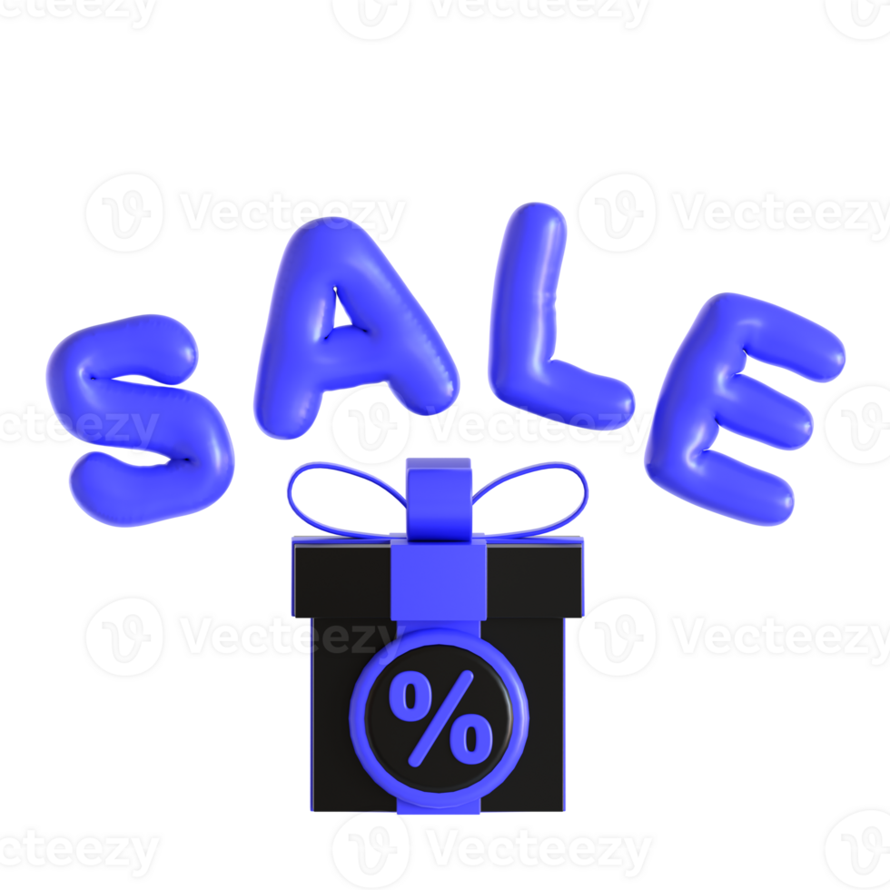 Sale text with a gift box and a blue ribbon png