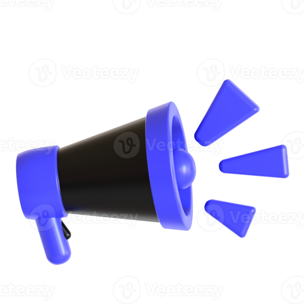 A blue megaphone with a black background png