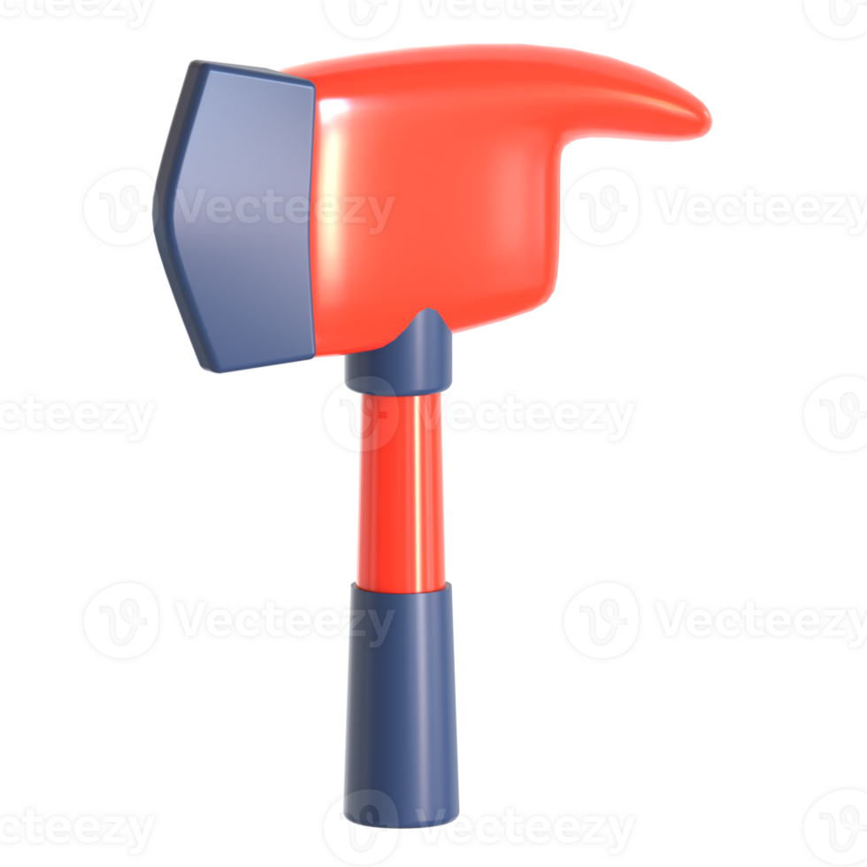 A hammer with a red handle and blue handle png