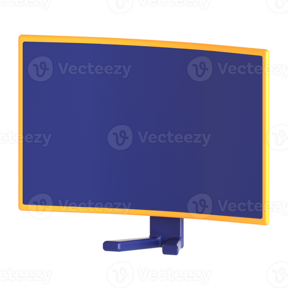 A blue and yellow television with a stand png