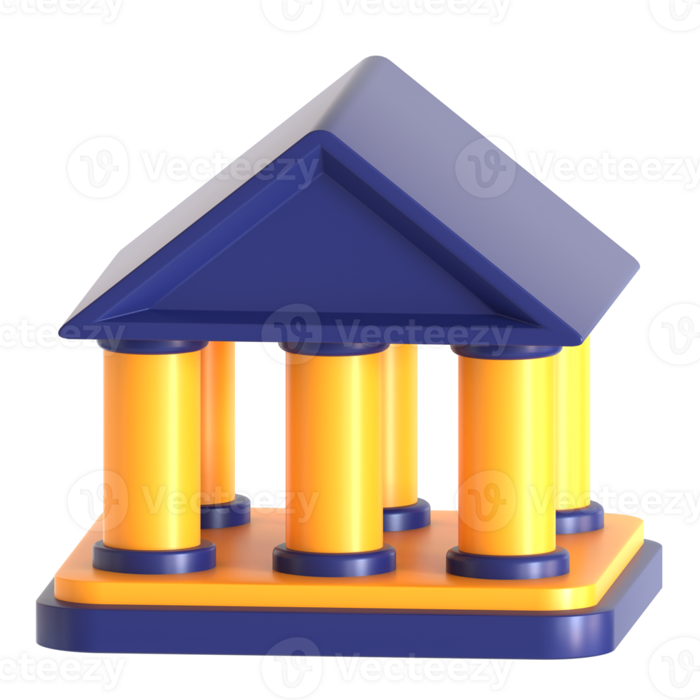 A small blue and yellow building with pillars png