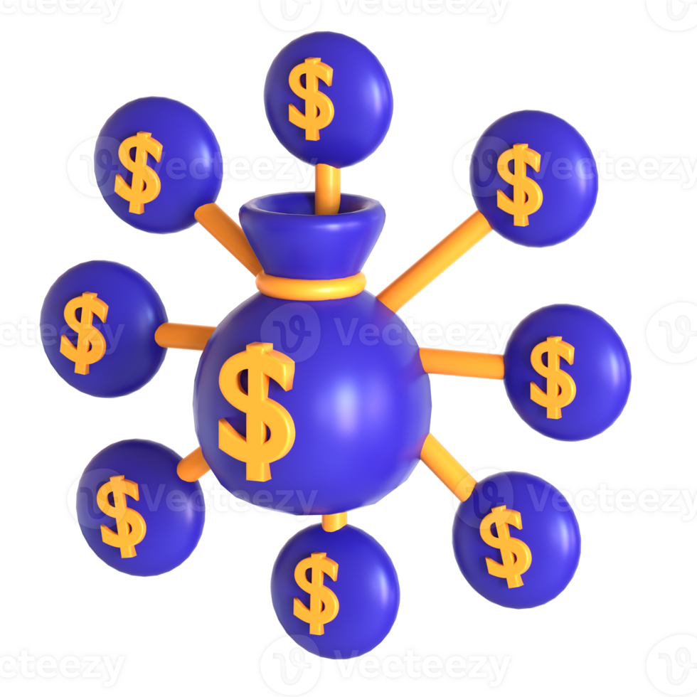 A blue and purple vase with dollar signs on it png
