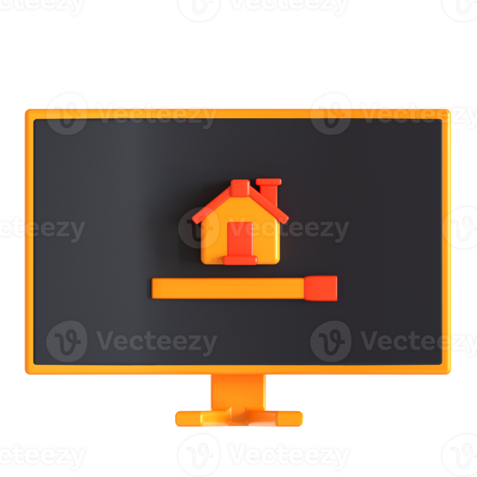 A computer monitor with a house on it png