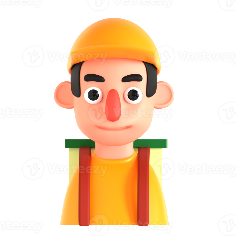 A cartoon man with a hat and a backpack png