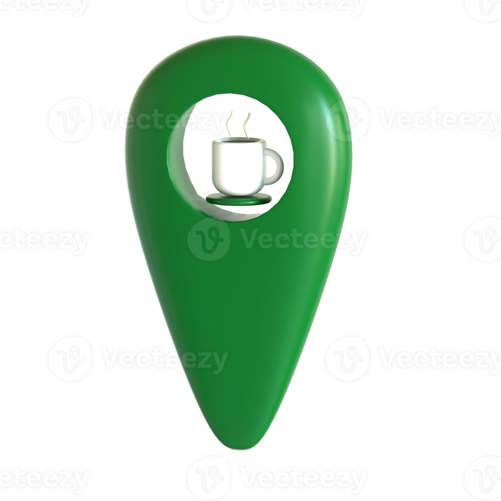 Coffee map marker on black background png